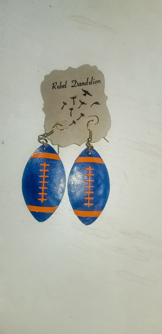 Orange and Blue Football Earrings