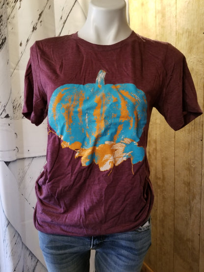 Turquoise and Orange Pumpkin Fall Tee