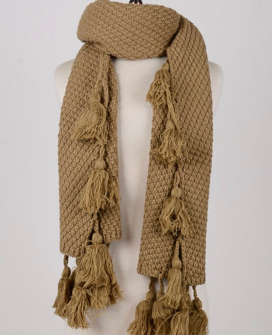 Tassel Trim Knitted Scarf